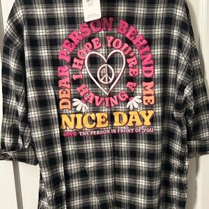 Justice Black and White Plaid Shirt